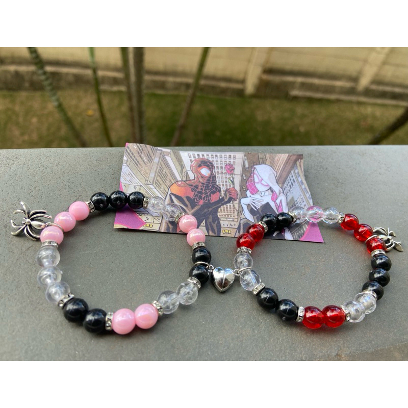 Pulseira homem aranha com pingente ima |aranhaverso em Oferta na Shopee