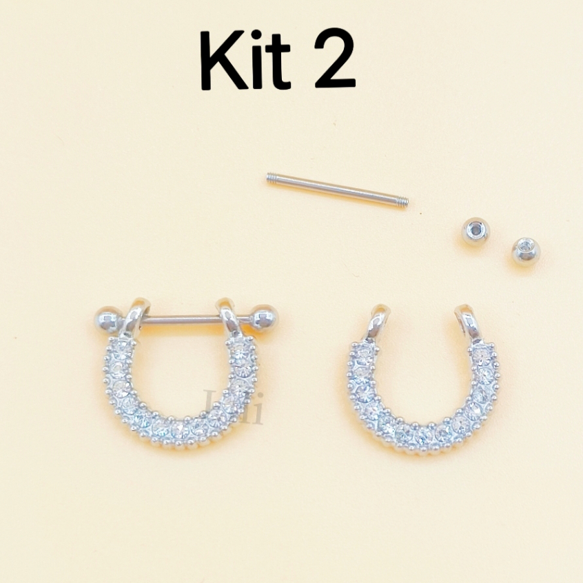 Kit 2 Piercing Aço moda  yuanyuan em Oferta na Shopee