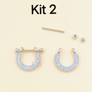 Kit 2 Piercing Aço moda  yuanyuan em Oferta na Shopee