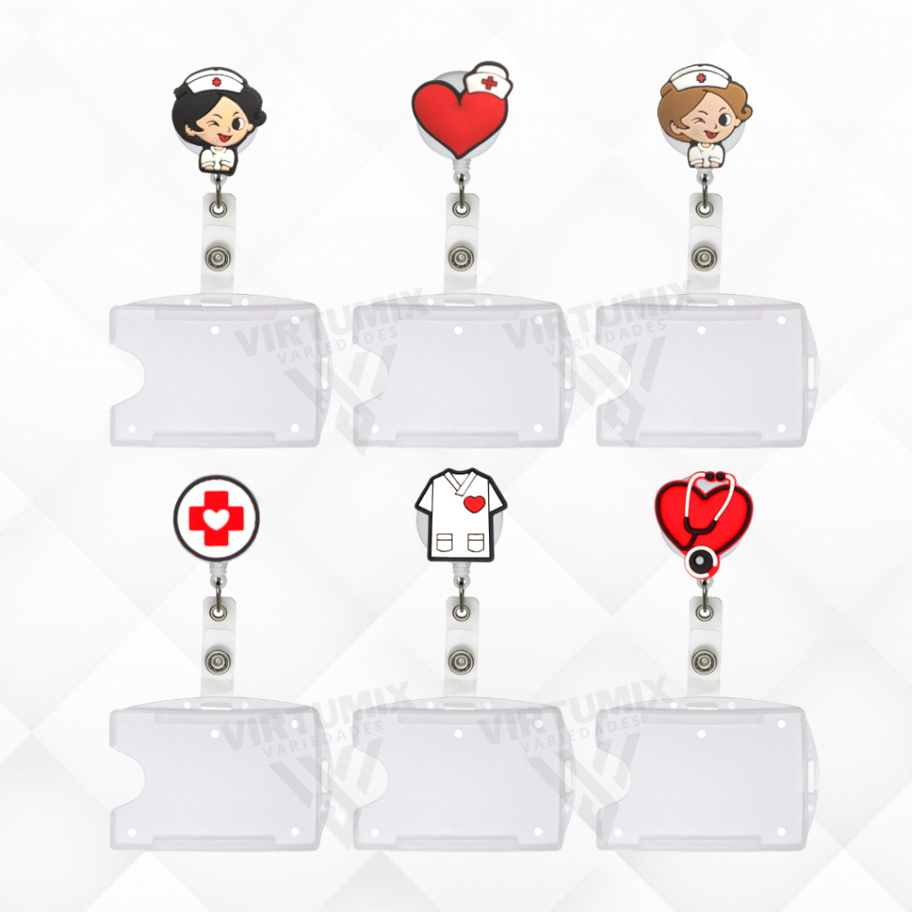 Roller Retrátil Personalizado Enfermagem + Porta Crachá Transparente