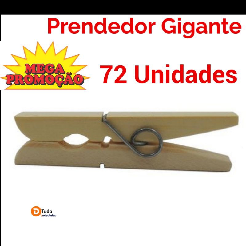 Kit 72 Prendedor De Roupas Madeira, Tamanho Grande