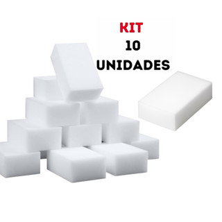 Esponja mágica kit 10 unidades branca tira manchas tira riscos limpa sem produtos