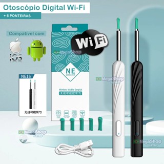 Otoscopio Wi-Fi Ver E Limpar Ouvido Pelo Celular Endoscopio Auricular Sem Fio Com Removedor De Cera