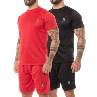 Kit 2 Bermudas Masculinas Academia + 2 Camisetas Dry Fit Refletiva Academia - Conjunto