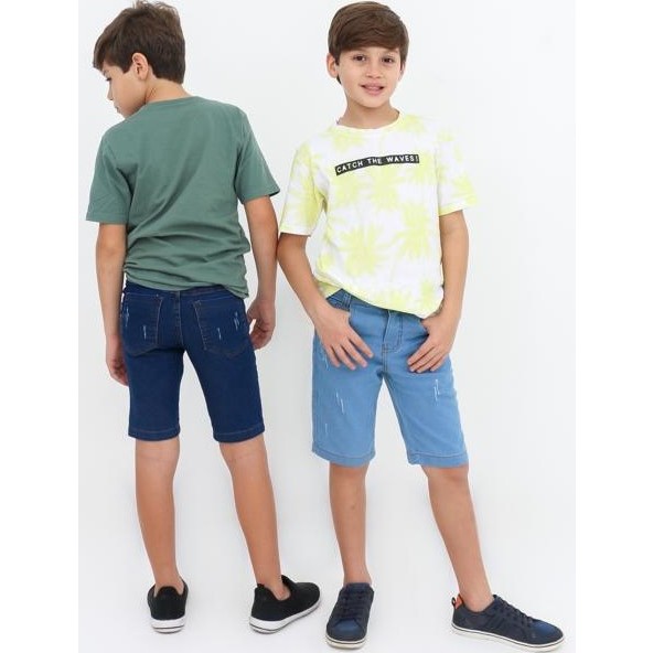 Kit 2 shorts jeans infantil juvenil bermudas masculina 6 ao 16