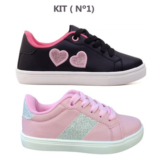 Kit tenis infantil menina casual feminino leve barato em Oferta na Shopee
