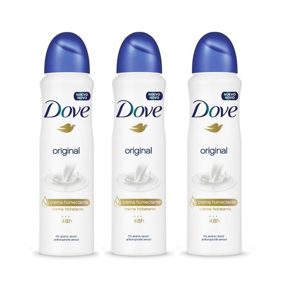 kit 3 Desodorante Dove Aerosol Antitranspirante Spray Original 150ml