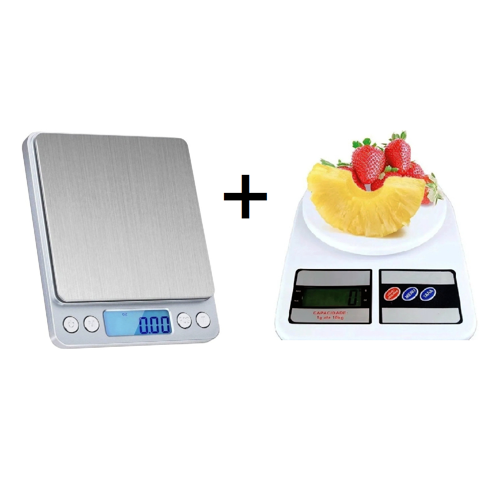 KIT de Balanças Digitais Balança Digital de Cozinha - Precisão 0,1g a 10kg para Nutrição e Dietas - Ferramenta de Alimentação Saudável Medição de Ingredientes e Controle de Porções. Kit Balanças Digitais para Cozinha e Banheiro Kits de balanças digitais