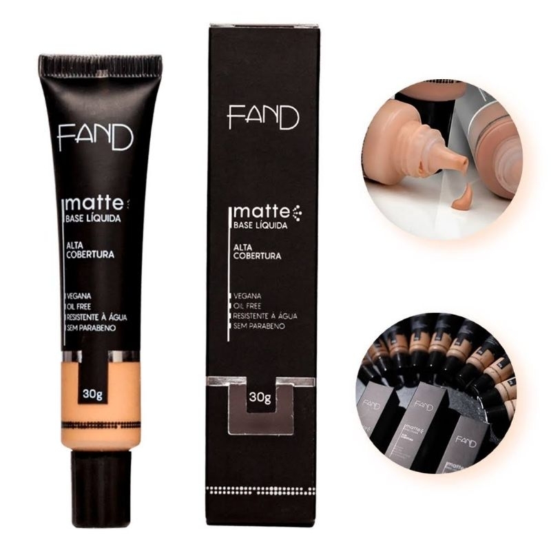 Base Líquida Matte Fand Alta Cobertura Pele Mista e Oleosa Original - Envio Imediato