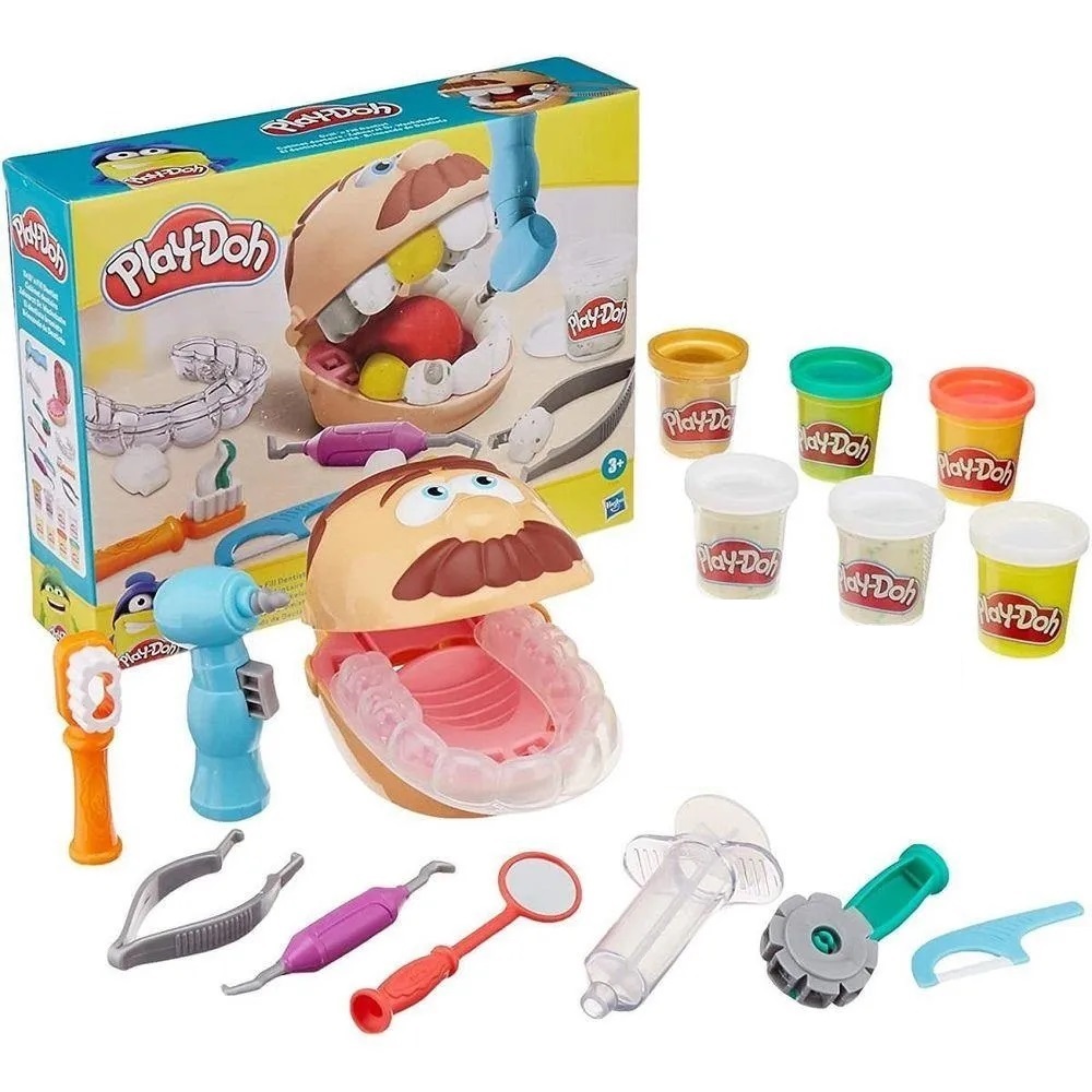Massinha Play Doh Brincando De Dentista Novo Original Massa Modelar Infantil Brinquedo Doutor Hasbro