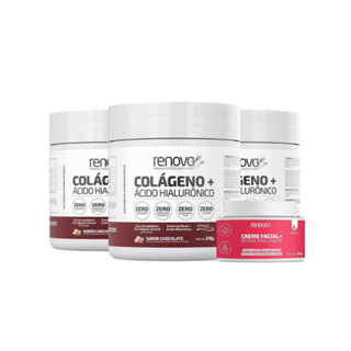 Kit 3 Colágeno Renova Be Com Ácido Hialurônico e Biotina + Creme facial Retinol Para Noite