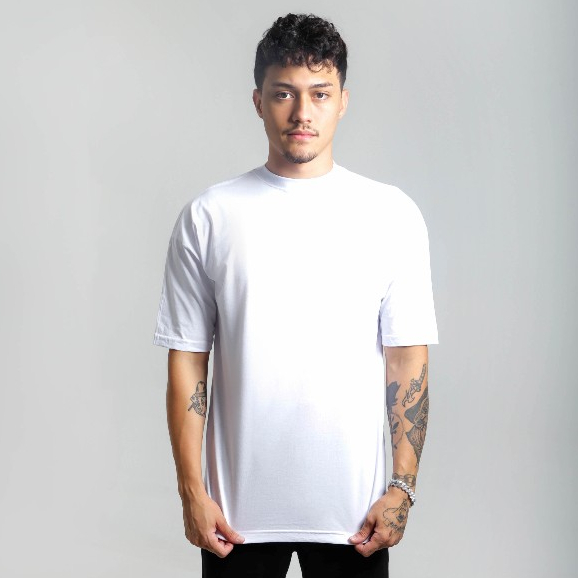 Camiseta OVERSIZED branca lisa blusa camisa Streetwear em algodão 30.1 modelo Premium OVERSIZED