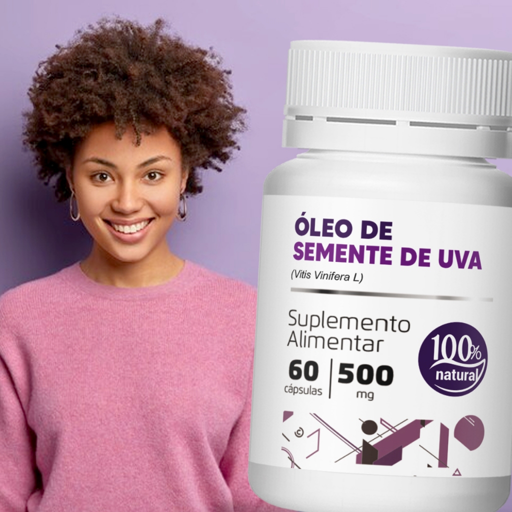 Óleo de Semente de Uva em pó 60 Cápsulas 500mg em Oferta na Shopee