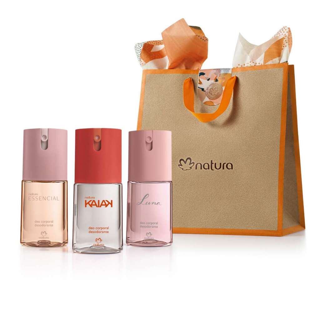 Presente Natura Trio de Desodorantes Femininos Essencial = Kaiak, Essencial, Luna.