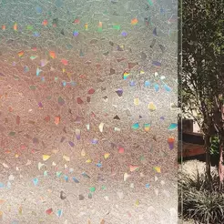 Pelicula Adesiva Eletrostatica 3D para Vidro no Modelo Caco de Pedra para Janelas e Portas