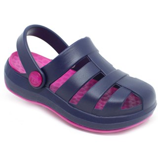 Babuche Sandália Chinelo Papete Infantil Plugt Menina Pop Azul Marinho E Rosa Pink