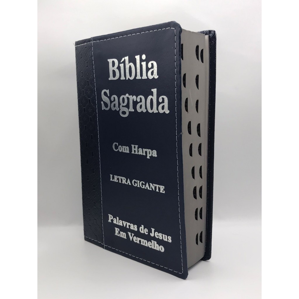 Bíblia Sagrada Tamanho Grande Com Harpa Palavras de Jesus em vermelho Faixa Azul em Oferta na Shopee