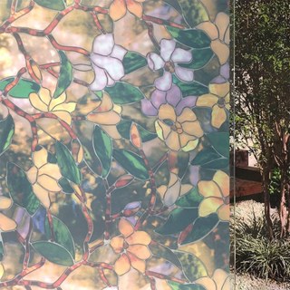 Pelicula Adesiva Eletrostatica para Vidro Jateado no Mod. Flor Magnolia para Janela Porta e Box em Oferta na Shopee