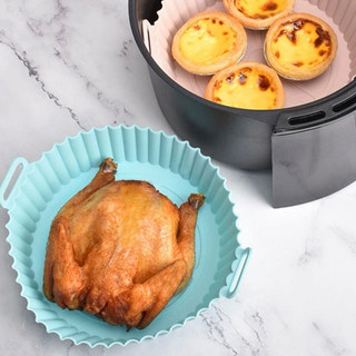 Cesto de Silicone Redondo Air Fryer e Forno Forma para Fritadeira Elétrica Cores Aleatóri…