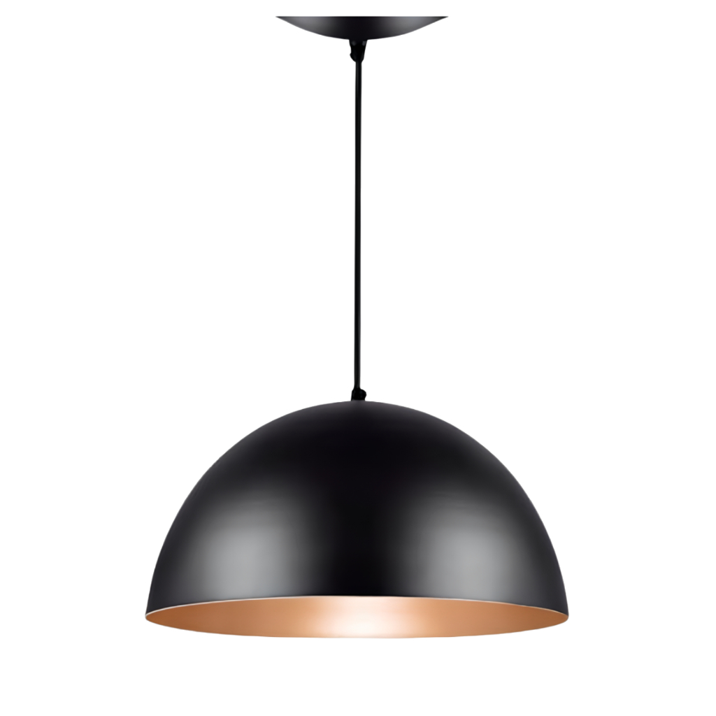 Luminaria pendente de teto meia lua k1 Preto/cobre Mesa bilhar Estilo Aluminio Area inetrna/externa