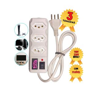 Filtro de Linha com 3 Tomadas Branco Bivolt Regua Eletrica 10A em Oferta na Shopee