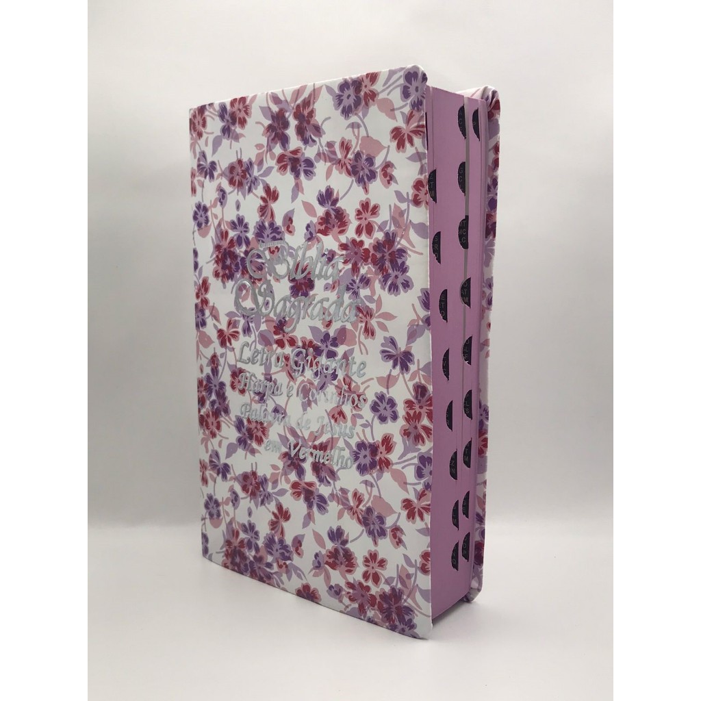 Bíblia Sagrada Tamanho Grande Com Harpa Palavras de Jesus em vermelho Florida Roxa em Oferta na Shopee