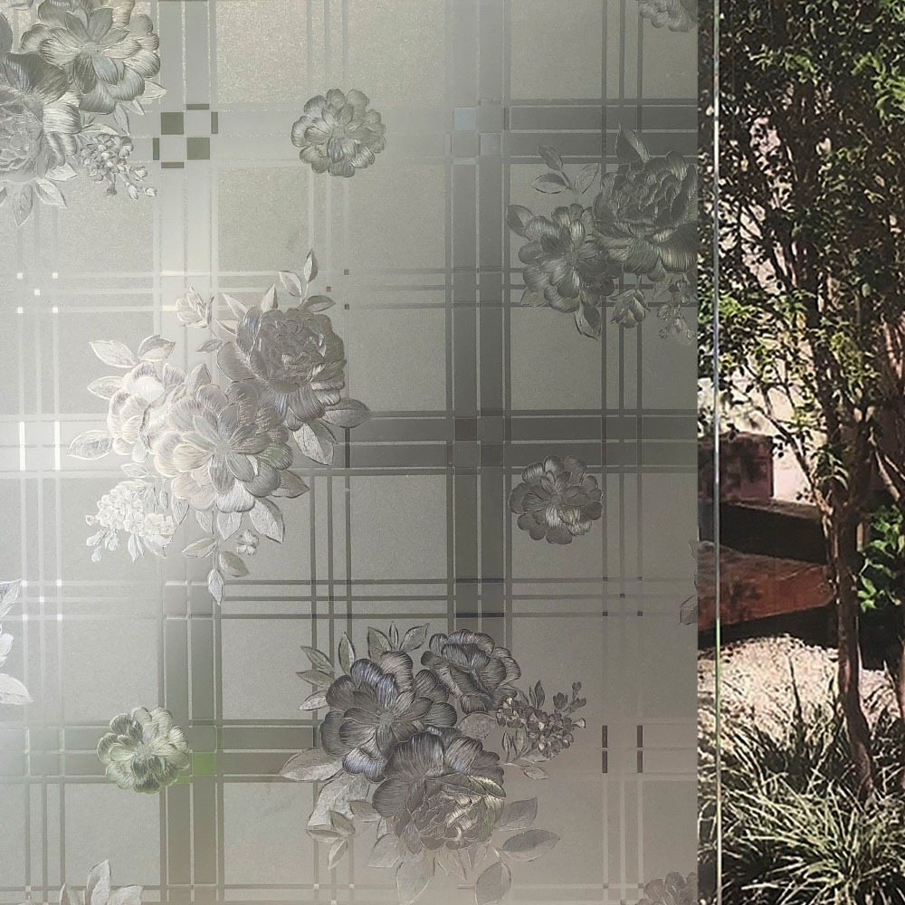 Pelicula Adesivo Eletrostatica 3D Vidro Flores e Quadrados para Janela Portas e Box Banheiro em Oferta na Shopee