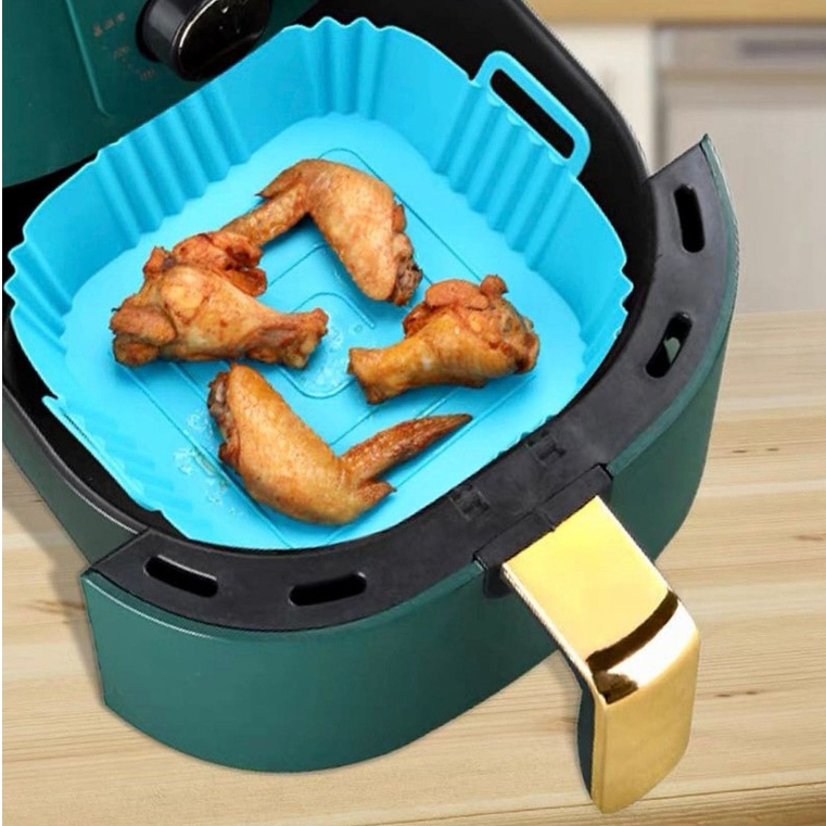 Cesto de Silicone Protetor Quadrado Cozinha Air Fryer e Forno Forma para Fritadeira Elétrica Cores Aleatórias