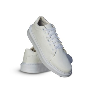 Tênis Casual Masculino Oversized em Couro para Trabalho Liso