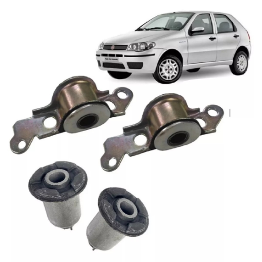 Kit 4 buchas da bandeja dianteira Palio Fire 2001/ Mobi 2016/ Siena 2001/ Uno Vivace 2010/ ... Sem Barra