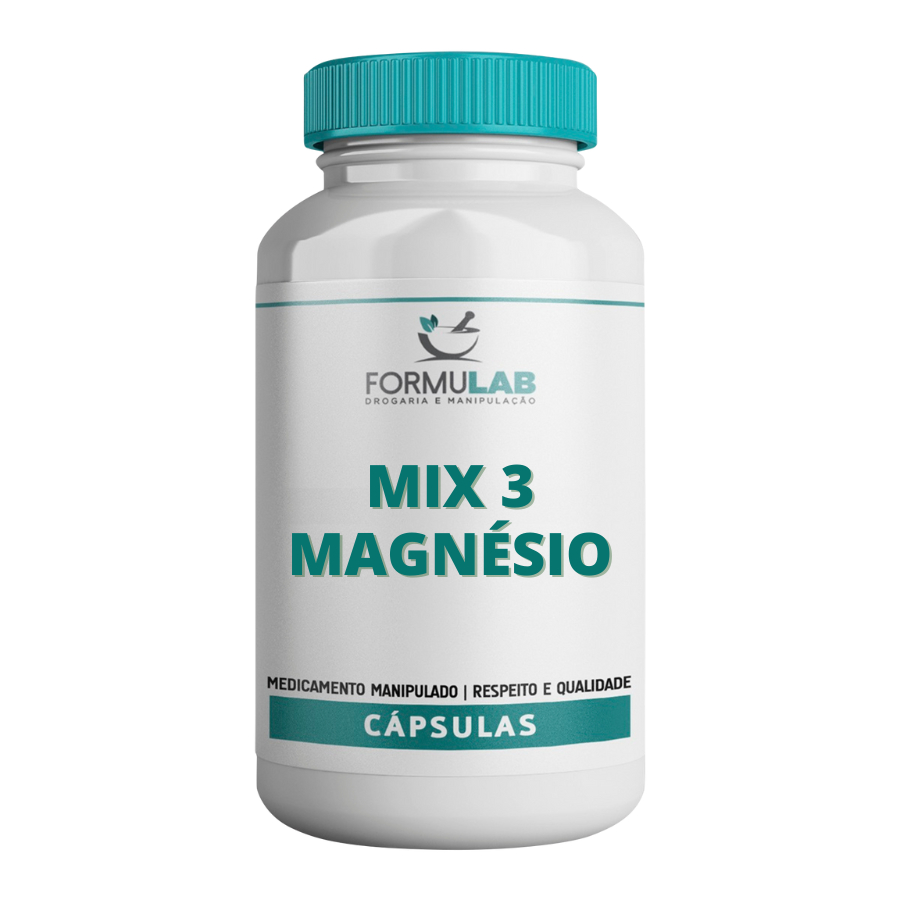 Mix 3 Magnésio L Treonato 100mg Aspartato 200mg Dimalato 200mg - 60 Cápsulas