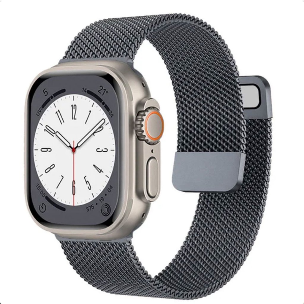 Pulseira de Metal Milanes Fecho Magnético para Apple Watch 41 45 49mm