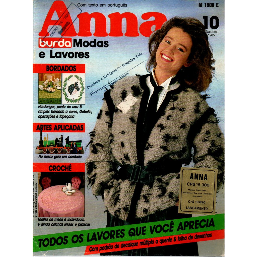 Revista Anna Burda Modas E Lavores, 10 De Outubro 1985