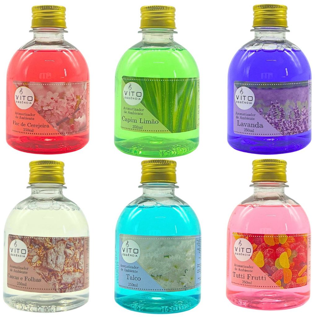 Kit C/ 6 Difusores Aromatizadores de Ambiente 250mL Diversos