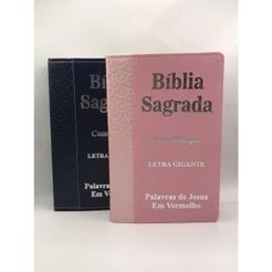 Kit Casal Bíblias Sagrada Tamanho Grande Com Harpa Palavras de Jesus em vermelho Faixa