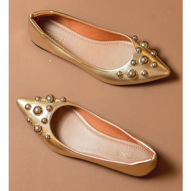 Sapatilha Feminina Rasteira Dourada Sapato Scarpin Moda Luxo Ultra Conforto Macia Leve em Oferta na Shopee