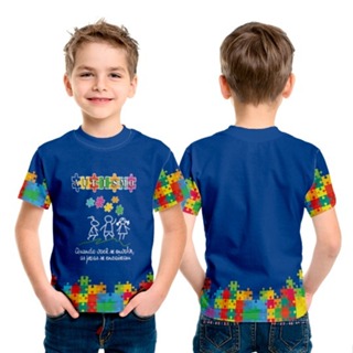 Camisa Infantil ou Adulto Autismo Azul em Oferta na Shopee