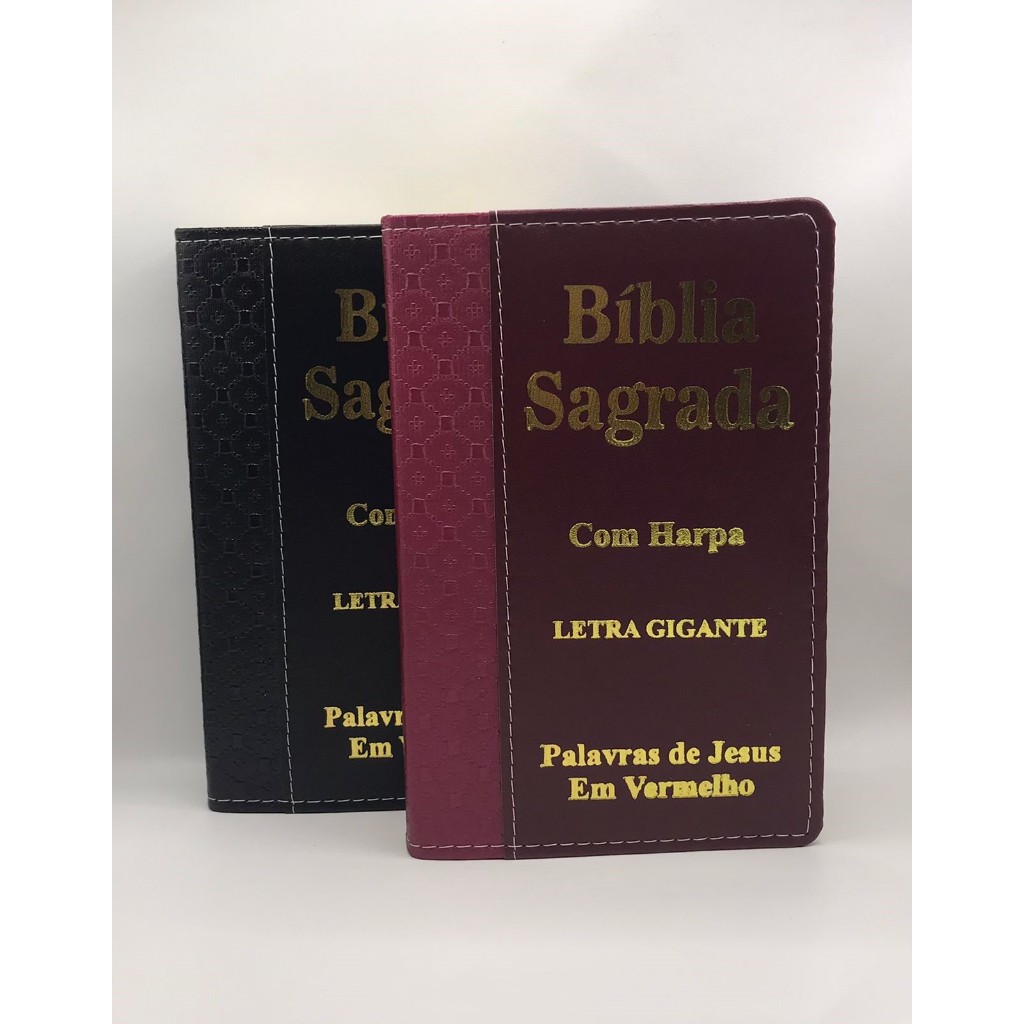 Kit Casal Bíblias Sagrada Tamanho Grande Com Harpa Palavras de Jesus em vermelho Faixa em Oferta na Shopee