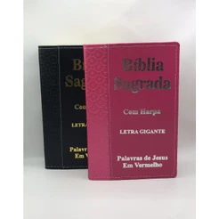Kit Casal Bíblias Sagrada Tamanho Grande Com Harpa Palavras de Jesus em vermelho Faixa