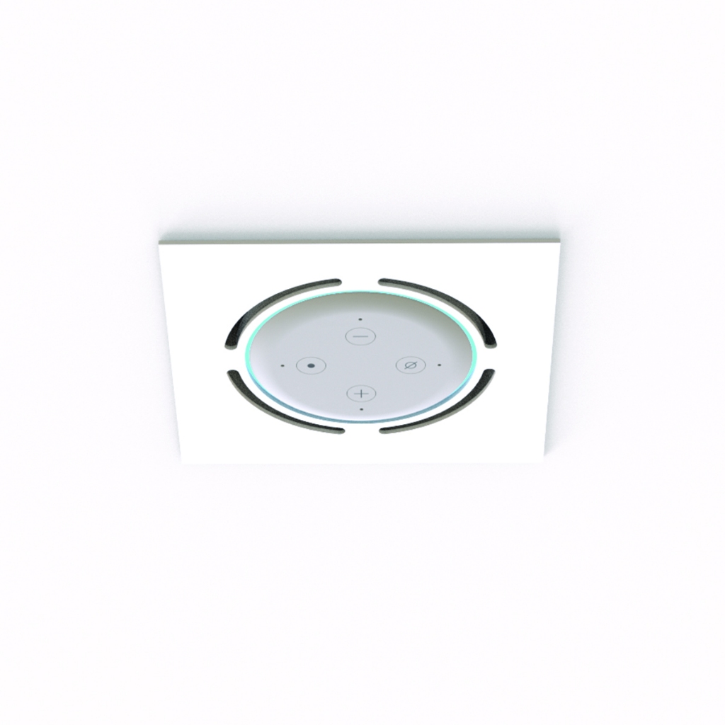 Suporte Quadrado De Embutir Teto Para Alexa Echo Dot 3