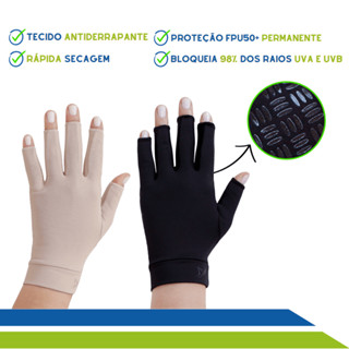 Par de Luvas Curta de Proteção Solar com Dedos Longos FPU50+ – Flambé