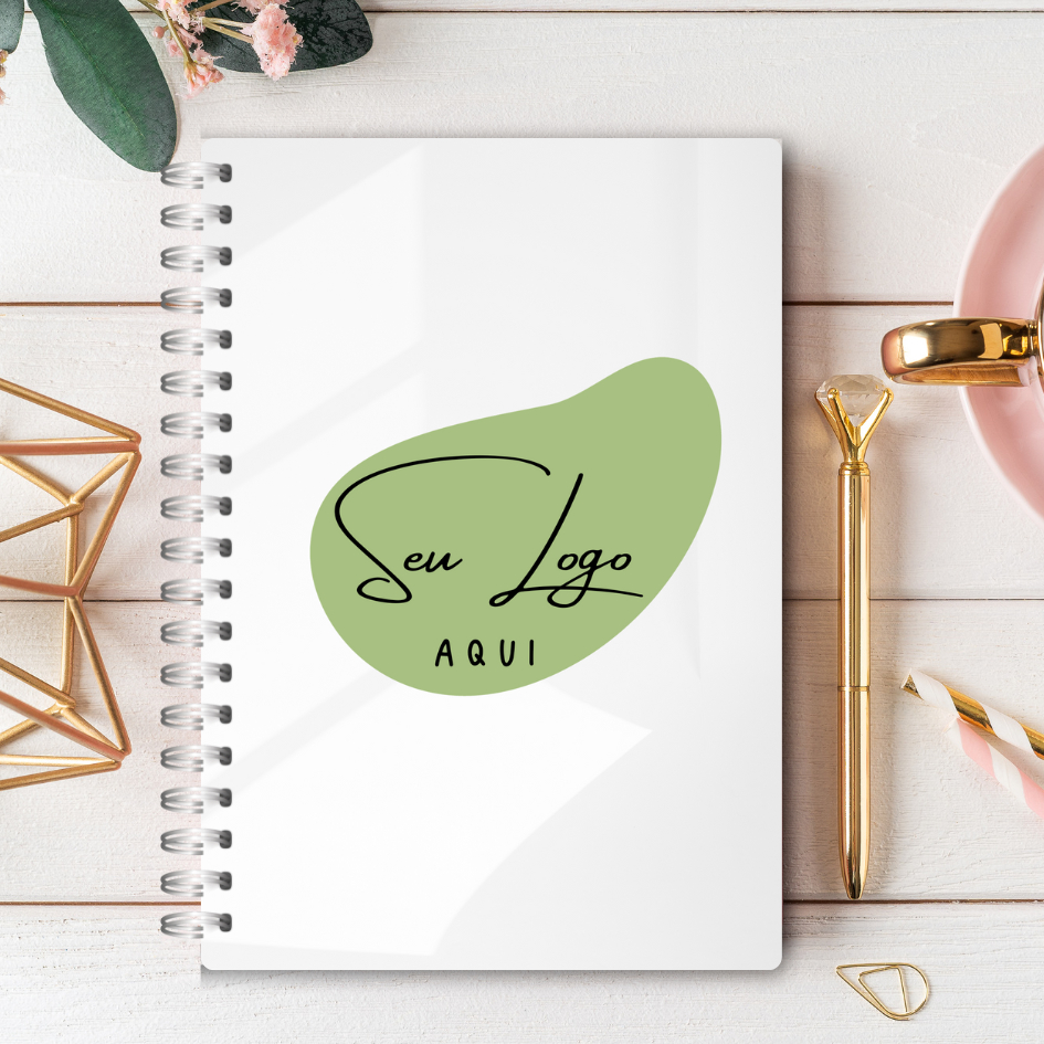 Caderno Personalizado com Logo na capa e folhas em Oferta na Shopee