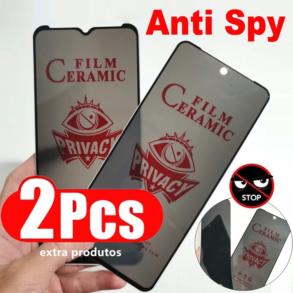 KIT 2 Película Cerâmica Fosca de Privacidade Flexível Para Apple IPHONE 14/ 14 Pro/ 14 Plus/ 14 Pro Max/ 15/ 15 Pro/ 15 Plus/ 15 Pro Max/ Protetor de Tela Inteira 3D