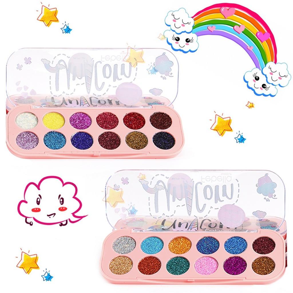Paleta De Sombra Glitter Mágicas Maquiagem 12 Cores Unicórnio Cosméticos Febella PSO30333