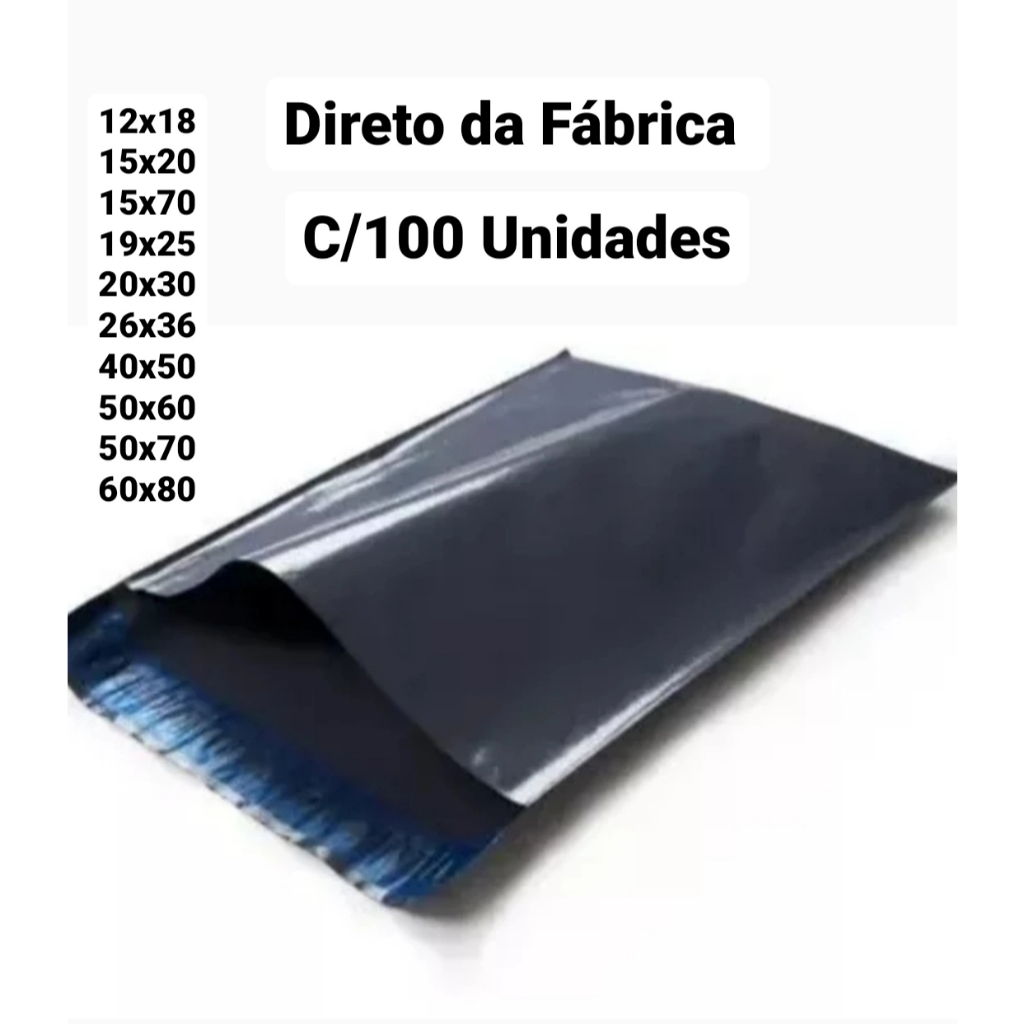 Kit Envelope de Segurança com 100 unidades embalagem cinza com cola Varias medida em Oferta na Shopee