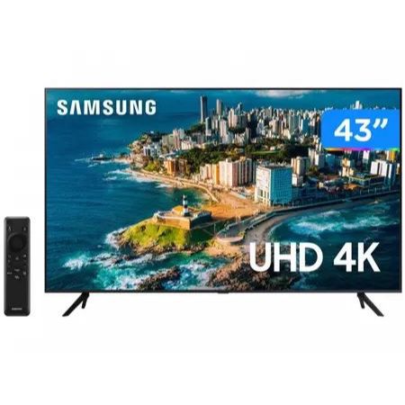 Smart TV 43 Polegadas Samsung UHD 4K, 3 HDMI, 1 USB, Bluetooth, Wi-Fi, Gaming Hub, Tela sem limites, Alexa built in - UN43CU7700GXZD