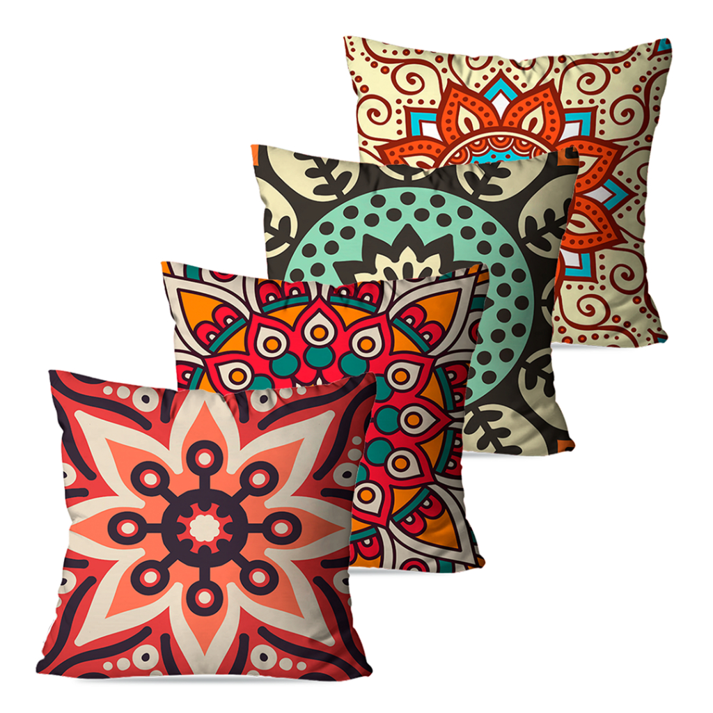 Imagem Kit 4 Capas de Almofadas Decorativas  Mandalas 45x45 cm