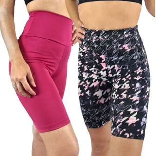 Kit C/ 02 Bermuda Ciclista Cós Alto Duplo Shorts Academia Caminhada volei