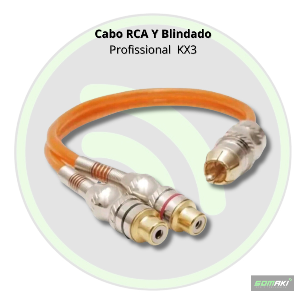 Cabo RCA Y Blindado 1 Macho 2 Fêmeas Som Automotivo
