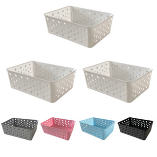 Kit 3 Cestos Organizador Multiuso Médio Empilhável Gaveta Cozinha Escritório Armário Lavanderia 19x14x6,5